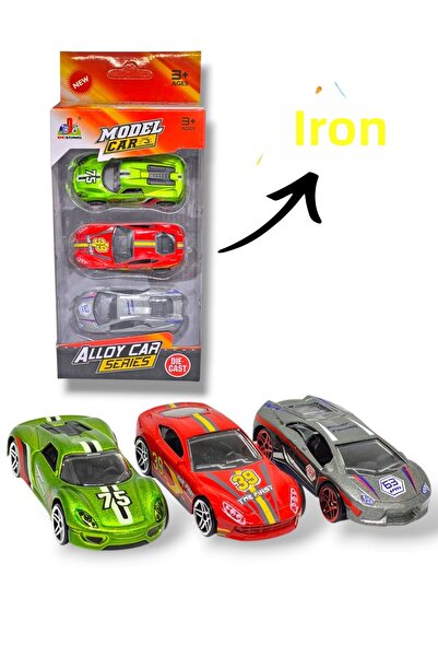 Fidan oyuncak مجموعة سيارات رياضية معدنية مكونة من 3 قطع - نموذج سباق مصبوب