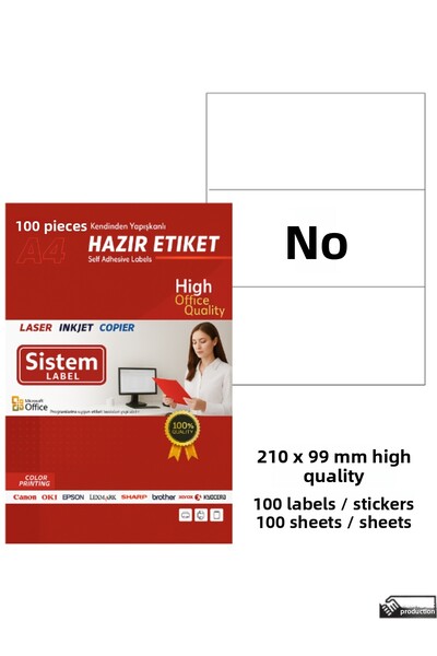 Sistem Label Etichetă autoadezivă A4 pentru laser 210x99mm