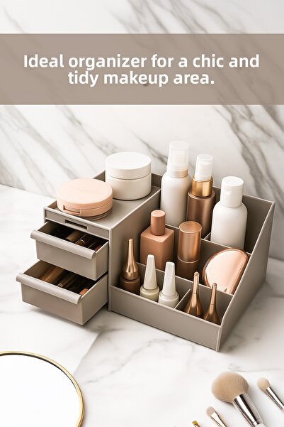 Porsima 5305 Multi-Purpose Organizer with 2 Drawers Cosmetic Perfume Cream Jewelry Makeup Organizer Capicino