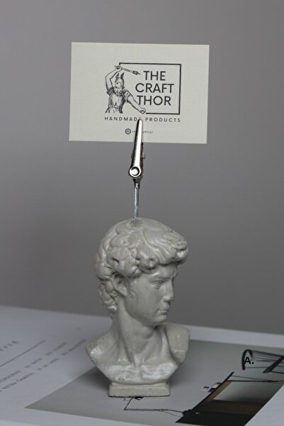 The Craft Thor David Büst Beton Notluk / Not Tutacağı | Handmade Decorative Object and Desktop Card Holder
