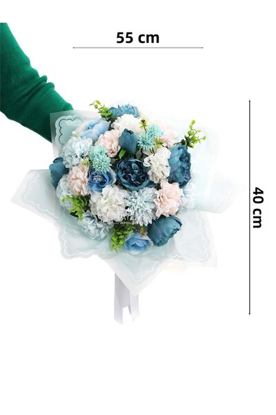 Yapay Çiçek Deposu Buchet artificial de cadouri Celestia albastru, flori pentru propunerea de logodnă