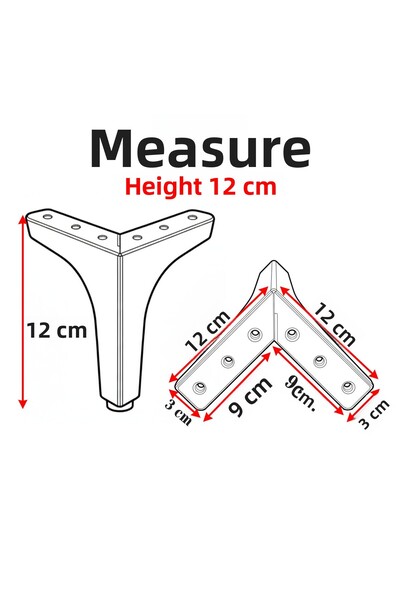 Badem10 Decor 12 cm Crom Argintiu Metal Picior de mobilier Durabil Design Modern pentru Canapea Masă de cafea Masă Unitate TV