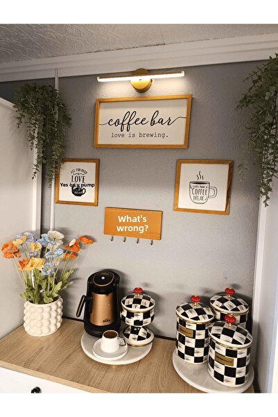 Wooden Factory Coffee Bar Coffee Corner with Cup Hanger Wall Decoration and Kitchen Ornaments, Wooden Board Set