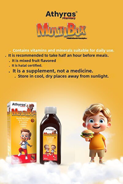 Athyras Pharma Multibox Centiyana Root, Fennel, L-Arginine, B Complex, Zinc Children's Multivitamin 150 ml (2 Boxes)