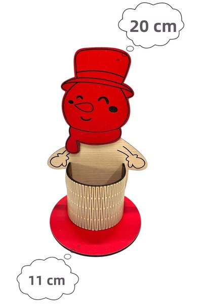 Pemina Snowman Pen Holder 3 mm Mdf Wood