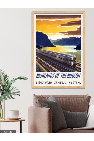 CeSht Pictură într-o singură bucată cu cadru din lemn al New York Central System