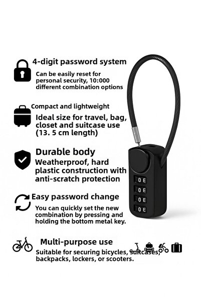 Weather Forecast 19 mm 4 Digit - Resettable Padlock Cabinet Luggage Bag 13.5 cm Cin967