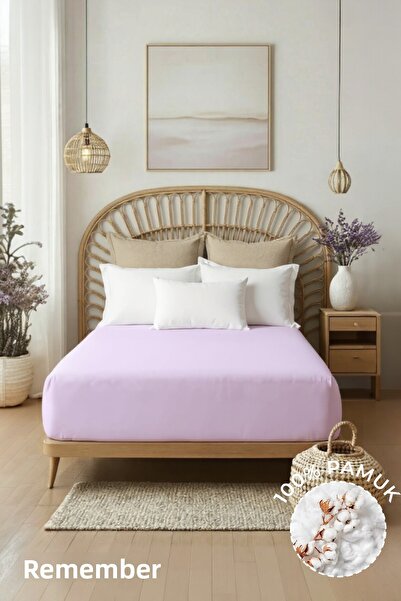 Anılsan Plain Lilac Elastic Ranforce Bed Sheet 100% Cotton Single/Double Size Home, Hotel Bed Sheet