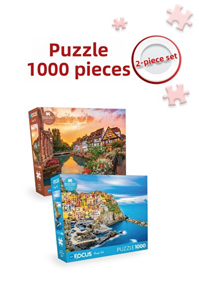 Blue Focus Colmar and Cinque Terre 2 Pieces 1000 Piece Puzzle