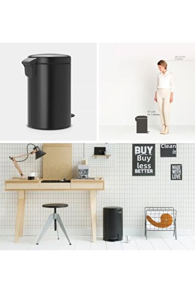 Brabantia Newıcon Matt Black Pedal Trash Can 12Lt