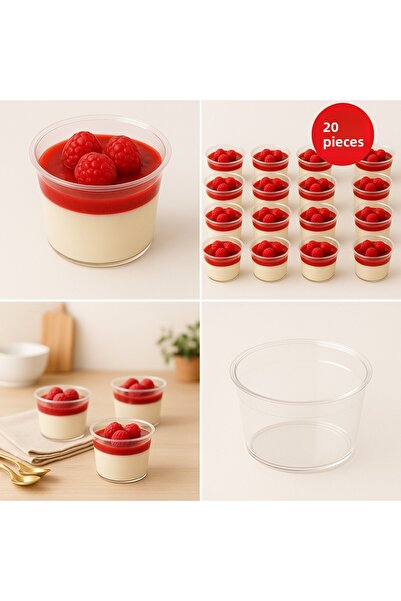 DİYA3 20 قطعة وعاء دائري من الميكا البلاستيكية الشفافة بدون غطاء، سعة 250 سم ...