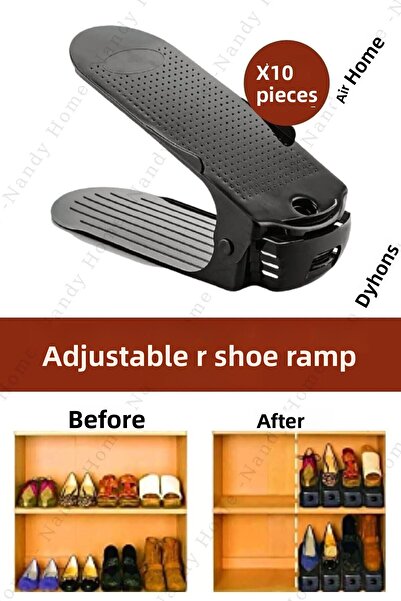 Nandy Home منحدر حذاء أسود ذو 4 طبقات - مجموعة من 10 قطع