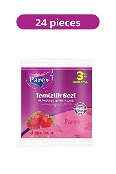 Parex قماش تنظيف برائحة الفراولة، 3 قطع، 24 عبوة