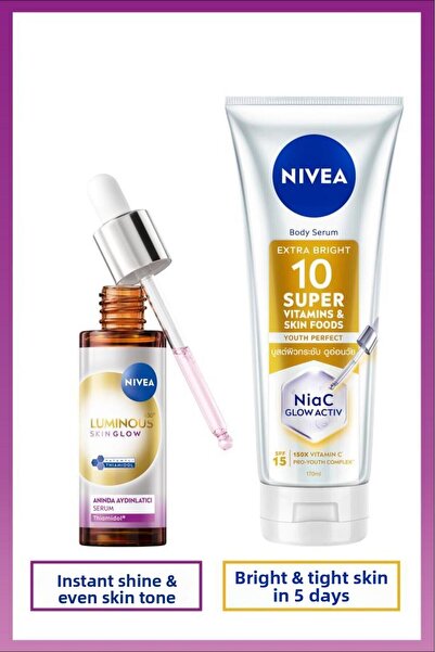 NIVEA Luminous630 Skin Glow Brightening Skin Serum 30ml and Super10 Brighteni...