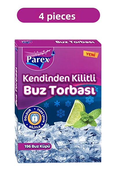 Parex كيس ثلج ذاتي القفل 196 قطعة ثلج × 4 قطع