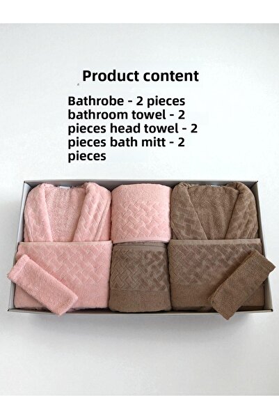 Bella Home 8 Piece Wicker Family Bathrobe Set - Dowry Set - 100% Cotton - Original Luxury Box