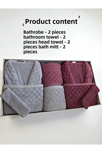 Bella Home 8 Piece Wicker Family Bathrobe Set - Dowry Set - 100% Cotton - Original Luxury Box