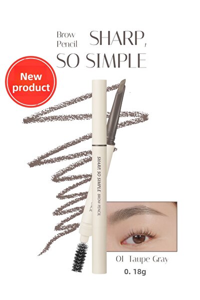 CLIO Sharp so Simple Brow Pencil (01 Taupe Grey) with a Brush for Fine and Bo...