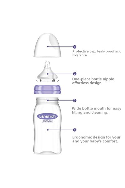 Lansinoh زجاجة رضاعة موما ناتشورال ويف بي بي إم - 240 مل