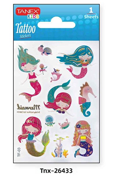 Tanex ملصق وشم صغير على شكل حورية البحر مقاس 7.5 × 10.5 ملم TNX-26433