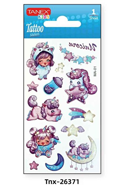 Tanex وشم صغير لامع على شكل وحيد القرن مقاس 7×12 ملم TNX-26371