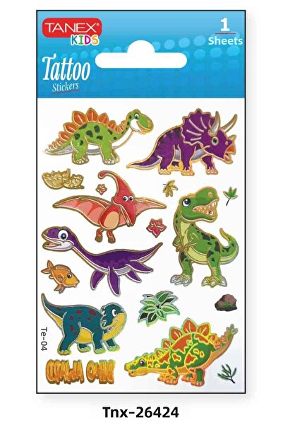 Tanex ملصق وشم صغير على شكل ديناصور مقاس 7.5 × 10.5 ملم TNX-26424