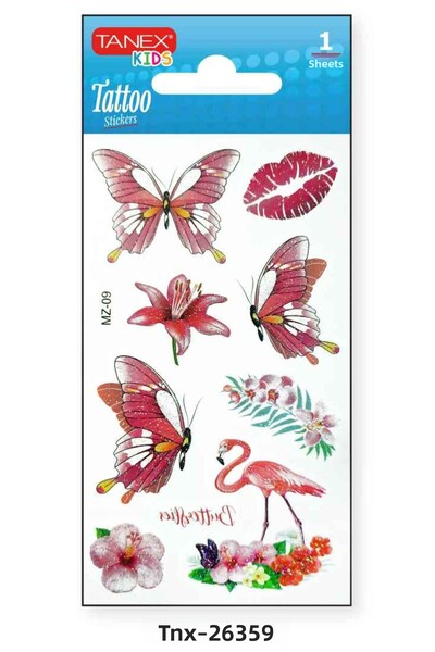 Tanex وشم لامع على شكل فراشة طائر مقاس 7 × 12 مم TNX-26359