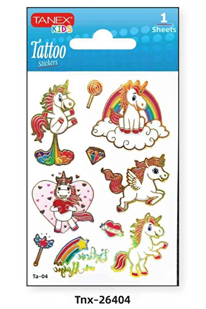 Tanex ملصق وشم صغير على شكل وحيد القرن مقاس 7.5 × 10.5 ملم TNX-26404