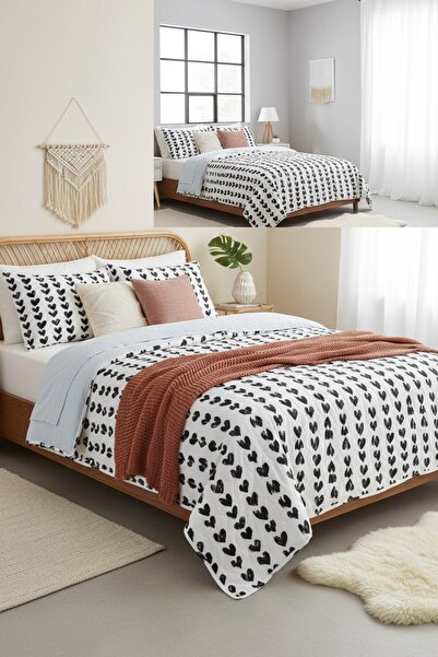 Evmila Modern Patterned Printed Double Pique Set 200x230 Cm Colorful