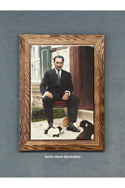 FİNS STONE DECOR Solid Framed Gazı Ataturk Stone Wall Decor 1935, Çankaya Pav...