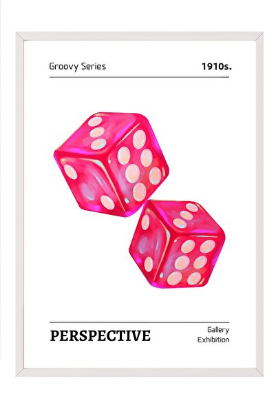 Zestia Πίνακας με λευκό πλαίσιο, Ζάρια Προοπτικής Προβολής - Ελάχιστα Γεωμετρ...