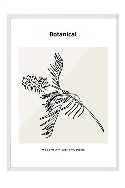 Zestia Tablou înrămat alb, ramuri subțiri de palmier – Artă boemă, Poster dec...