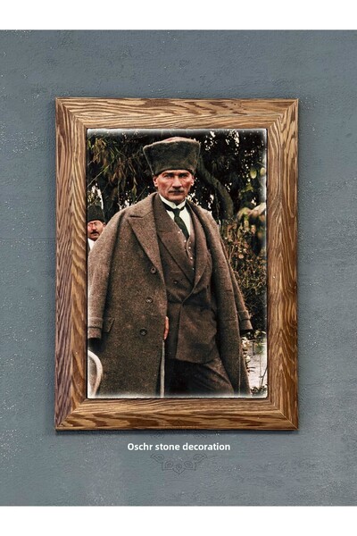 FİNS STONE DECOR Decor de perete din piatră Gaziler Ataturk cu ramă solidă 19...