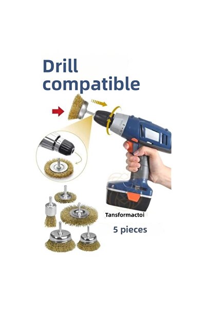 Epilons Drill Compatible Fringed Pin Wire Brush Set 1/4 Inch