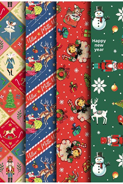 Mia Pera 50X70 cm New Year Gift Packaging Wrapping Paper (Pack of 4)