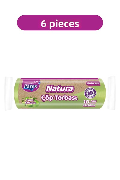 Parex أكياس قمامة ناتورا 10 قطع حجم كبير 65 × 80 سم عبوة من ستة قطع