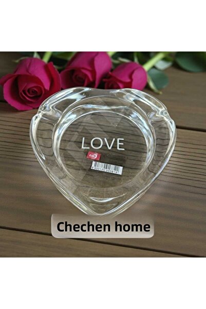 ÇEÇEN HOME منفضة سجائر على شكل قلب من الزجاج الفاخر - 10 سم