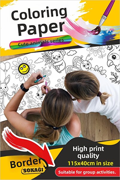 PANDA SOKAĞI ورق تلوين عملاق من سلسلة الحيوانات اللطيفة، ورق تلوين عملاق للأنشطة