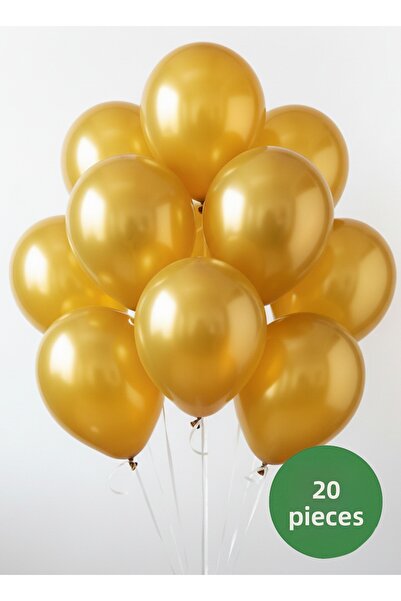 Noone Set of 20 Metallic Gold Balloons 12 Inch (30 cm) |   Helium Compatible, Party and Decoration Balloon