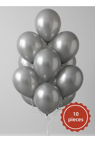 Noone مجموعة من 10 بالونات فضية معدنية مقاس 12 بوصة (30 سم) |   بالون متوافق ...