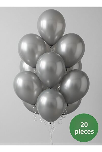 Noone مجموعة من 20 بالونًا فضيًا معدنيًا مقاس 12 بوصة (30 سم) |   بالون متواف...