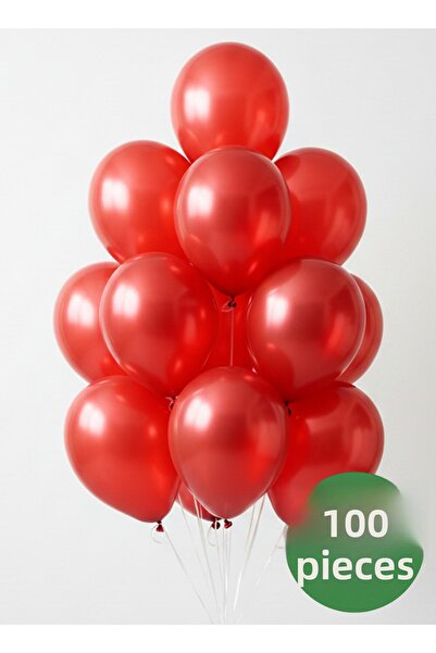 Noone 100-Piece Metallic Red Balloon Set 12 Inch (30 cm) | Helium Compatible, Party and Decoration Balloon