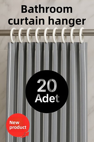 Funny Life Inel pentru perdea de baie Cârlig pentru duș 20 buc. Suport pentru perdea pentru cabină de duș