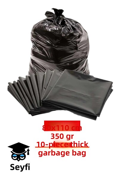 SEYFİKİRTASİYE أكياس قمامة سميكة 80×110 سم، 350 جرام، عبوة من 10 قطع