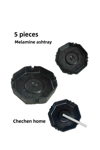 ÇEÇEN HOME (5 bucăți) Scrumieră de exterior din melamină neagră Scrumieră rot...