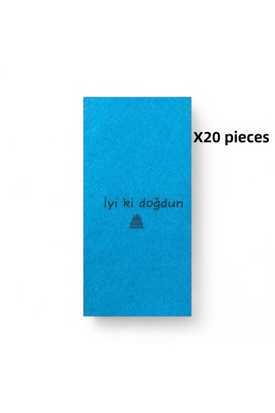 Poros Store مناديل ملونة عيد ميلاد سعيد مطبوع باللون الفيروزي 20 قطعة