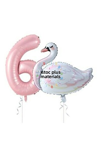 İSTOÇ PARTİ Pink Number Swan Foil Balloon Set Age 6