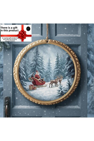 NT Handmade Χριστουγεννιάτικο στολίδι πόρτας 30 εκ. με θέμα τον Άγιο Βασίλη με εκτύπωση UV Διακοσμητικό στολίδι Πρωτοχρονιάς από MDF