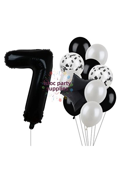 İSTOÇ PARTİ Black Number Star Foil and Latex Balloon Set Age 7