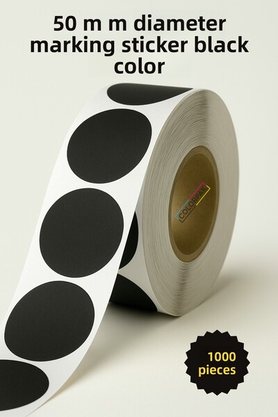 COLORPAK 50 mm Dot Sticker Black 1000Pcs Marking Label